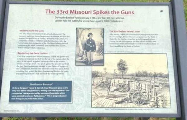 THE 33RD MISSOURI SPIKES THE GUNS MEMORIAL PLAQUE