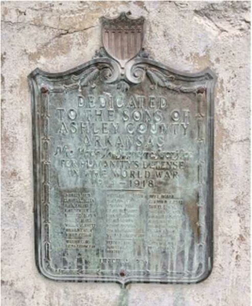 ASHLEY COUNTY WORLD WAR MEMORIAL PLAQUE