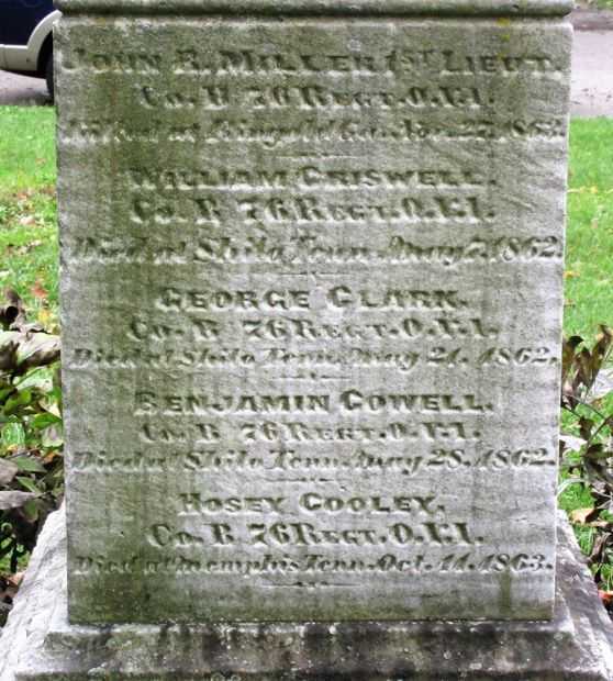 HARTFORD VILLAGE CIVIL WAR MEMORIAL SIDE C