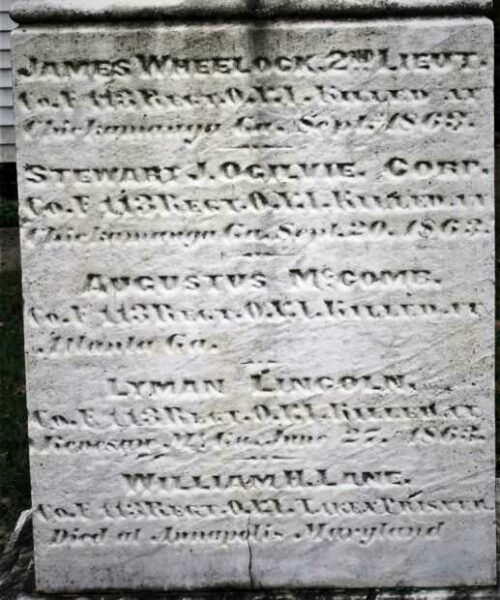 HARTFORD VILLAGE CIVIL WAR MEMORIAL SIDE A