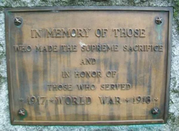 WHITEHALL WORLD WAR MEMORIAL PLAQUE