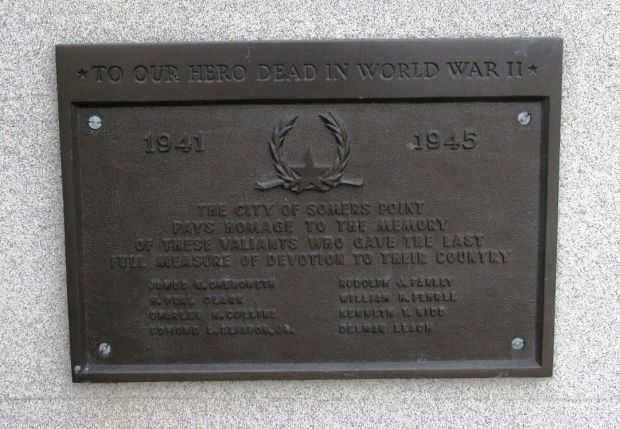 SOMERS POINT WORLD WAR II MEMORIAL PLAQUE