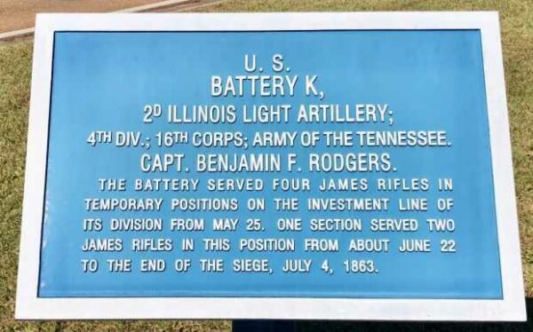 U.S. BATTERY K, 2D ILLINOIS LIGHT ARTILLERY WAR MEMORIAL PLAQUE