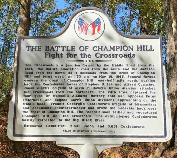 THE BATTLE OF CHAMPION HILL WAR MEMORIAL MARKER