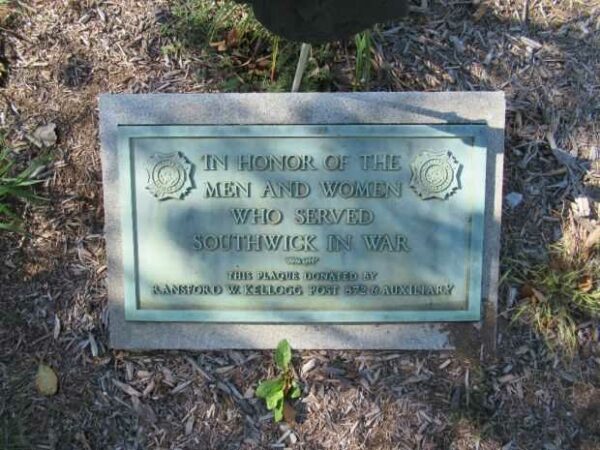 V.F.W. POST 872 SOUTHWICK WAR VETERANS MEMORIAL PLAQUE