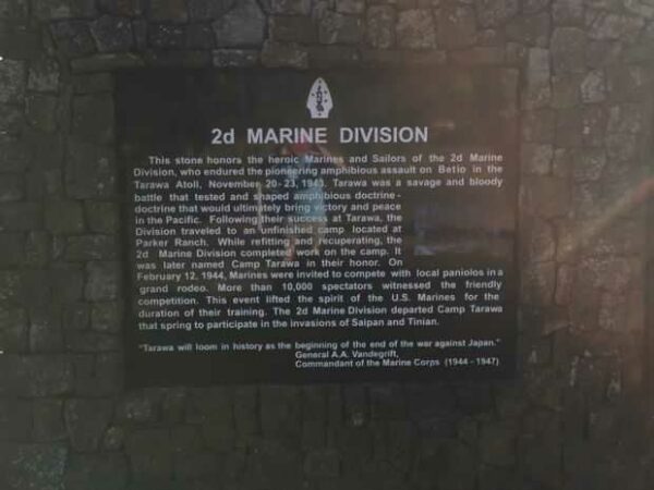 CAMP TARAWA 1943-1945 WAR MEMORIAL TABLET C
