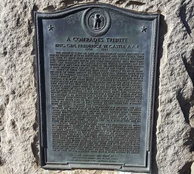 BRIG. GEN. FREDERICK W. CASTLE A.A.F. WAR MEMORIAL PLAQUE