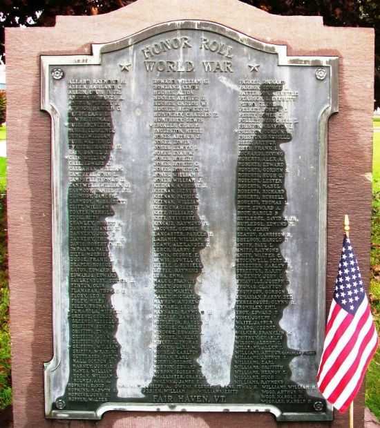 FAIR HAVEN WORLD WAR MEMORIAL PLAQUE