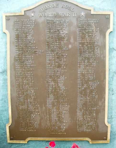 VETERANS MEMORIAL PARK WORLD WAR II PLAQUE A