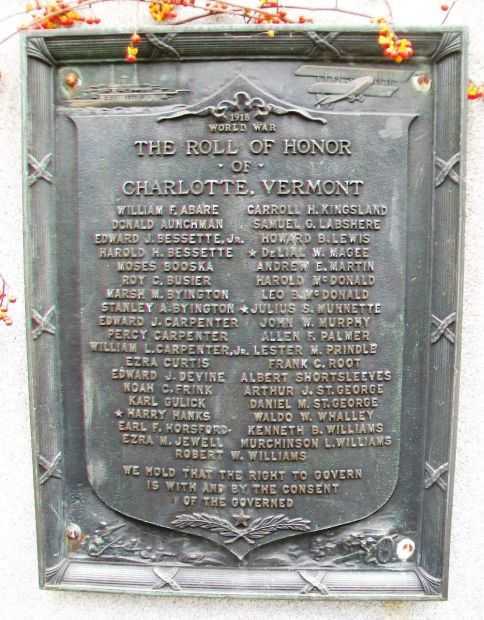 CHARLOTTE WORLD WAR ROLL OF HONOR MEMORIAL PLAQUE