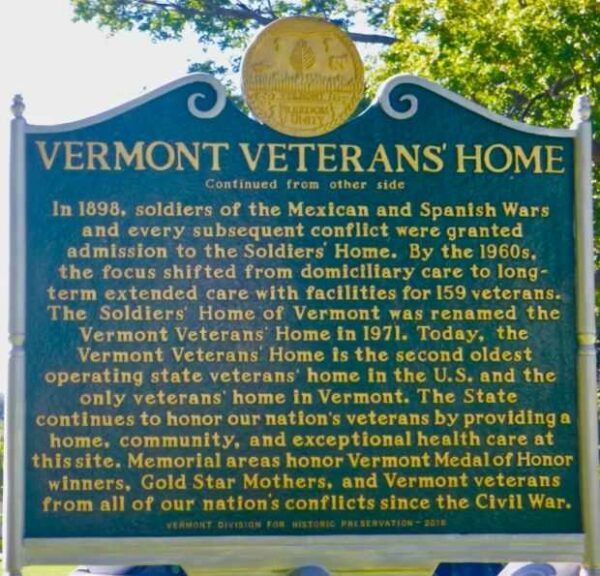 VERMONT VETERANS’ HOME MEMORIAL MARKER BACK