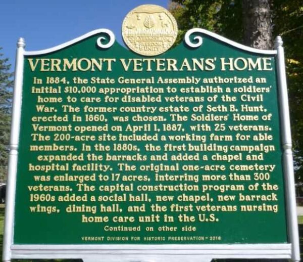 VERMONT VETERANS’ HOME MEMORIAL MARKER FRONT