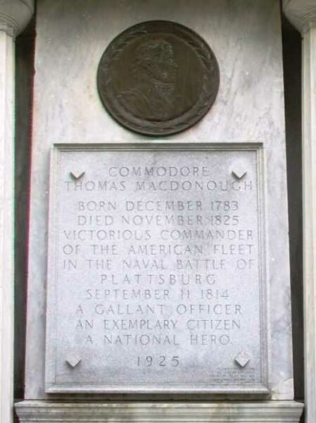 COMMODORE THOMAS MACDONOUGH WAR MEMORIAL DEDICATION STONE A