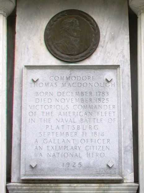 COMMODORE THOMAS MACDONOUGH WAR MEMORIAL DEDICATION STONE A