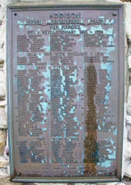 ADDISON WAR HEROES MEMORIAL PLAQUE