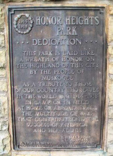 HONOR HIEGHTS PARK MEMORIAL PLAQUE