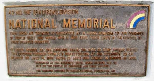 42ND INF (RAINBOW) DIVISION NATIONAL MEMORIAL PLAQUE