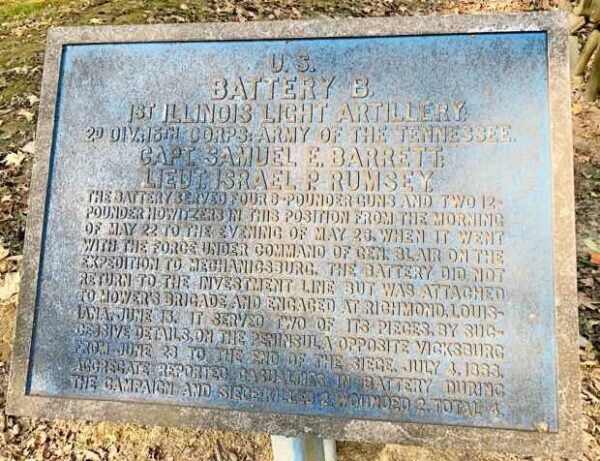 U.S. BATTERY B, 1ST ILLINOIS LIGHT ARTILLERY MEMORIAL PLAQUE II