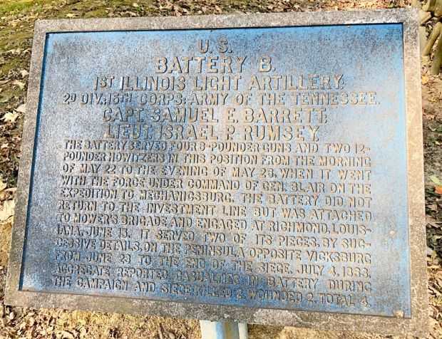 U.S. BATTERY B, 1ST ILLINOIS LIGHT ARTILLERY MEMORIAL PLAQUE II
