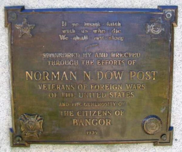 BANGOR WORLD WAR I MEMORIAL PLAQUE
