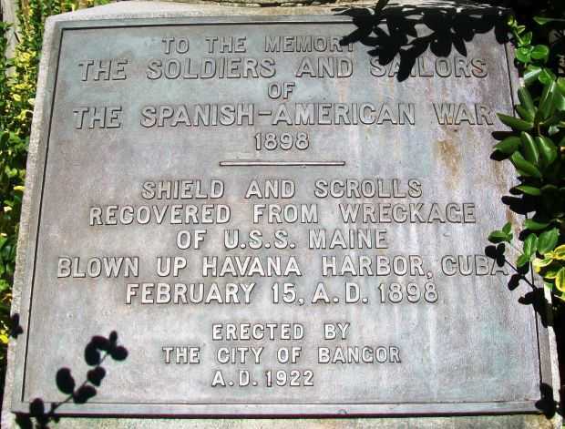 BANGOR SPANISH-AMERICAN WAR MEMORIAL PLAQUE