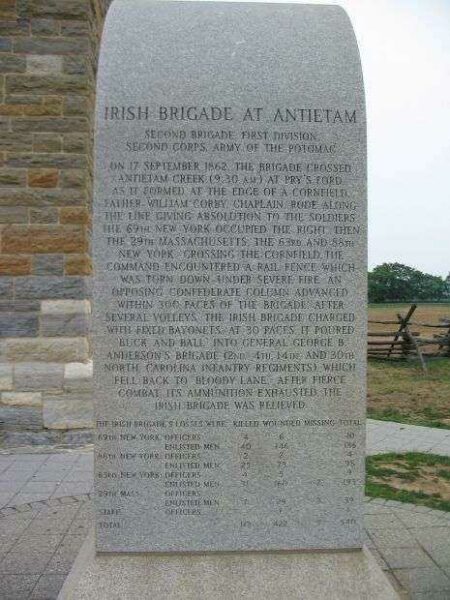 IRISH BRIGADE AT ANTIETAM WAR MEMORIAL LEFT SIDE