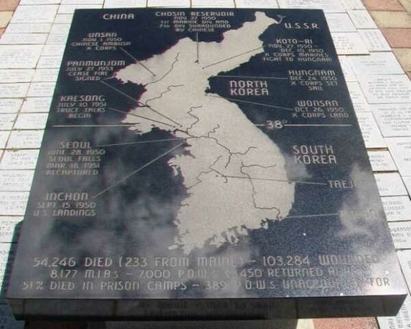 MAINE KOREAN WAR MEMORIAL TABLET