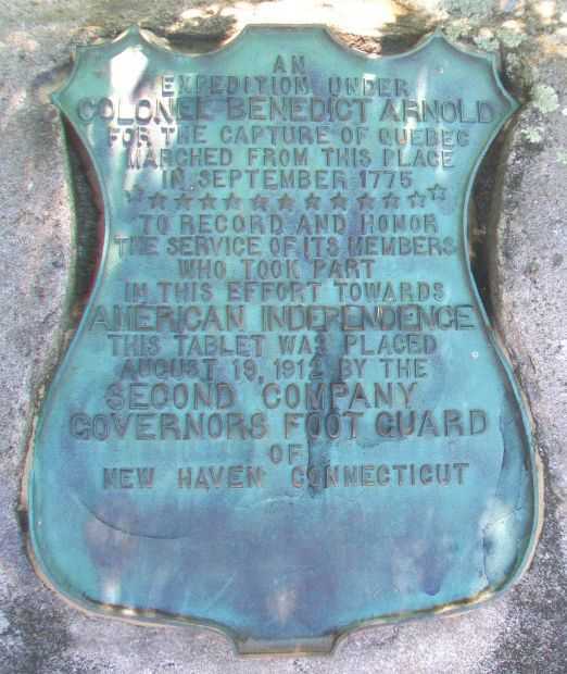 SEPTEMBER 1775 QUEBEC EXPEDITION REVOLUTIONARY WAR MEMORIAL PLAQUE