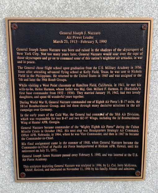 GENERAL JOSEPH J. NAZZARO WAR MEMORIAL PLAQUE