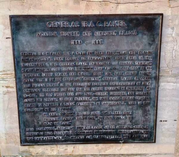 GENERAL IRA C. EAKER WAR MEMORIAL PLAQUE