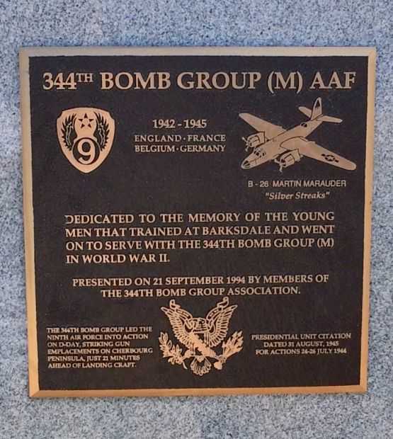 344TH BOMB GROUP (M) AAF WAR MEMORIAL PLAQUE