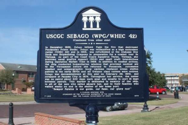 USCGC SEBAGO (WPG/WHEC 42) MEMORIAL MARKER BACK