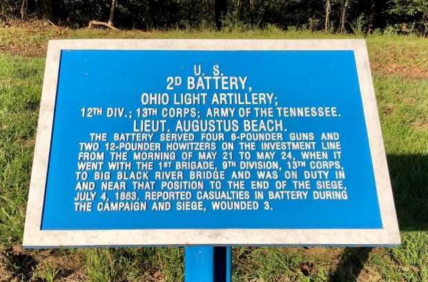 U.S. 2D BATTERY OHIO LIGHT ARTILLERY WAR MEMORIAL PLAQUE