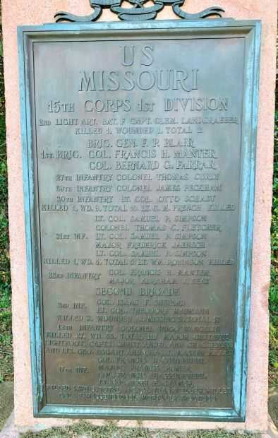 US MISSOURI 15TH CORPS 1ST DIVISION WAR MEMORIAL PLAQUE