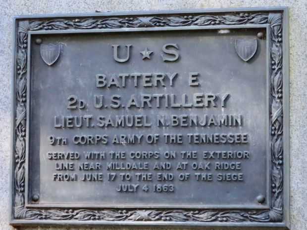 US BATTERY E 2D US ARTILLERY WAR MEMORIAL PLAQUE