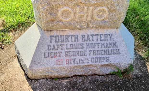 OHIO 4TH BATTERY WAR MEMORIAL FRONT STONE