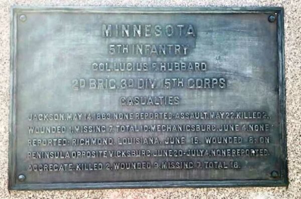 MINNESOTA 5TH INFANTRY WAR MEMORIAL PLAQUE
