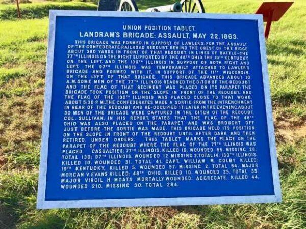 LANDAM’S BRIGADE, ASSAULT, MAY 22, 1863. MEMORIAL PLAQUE