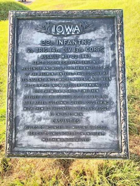 IOWA 22D INFANTRY WAR MEMORIAL PLAQUE
