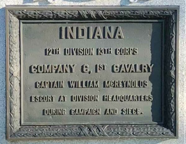 INDIANA COMPANY C, 1ST CAVALRY WAR MEMORIAL PLAQUE