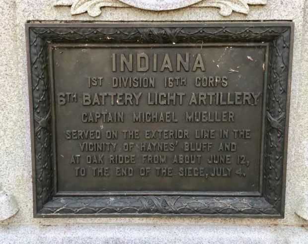 INDIANA 6TH BATTERY LIGHT ARTILLERY WAR MEMORIAL PLAQUE