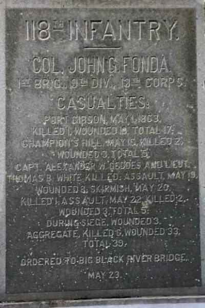 118TH INFANTRY COL. JOHN G. FONDA WAR MEMORIAL PLAQUE