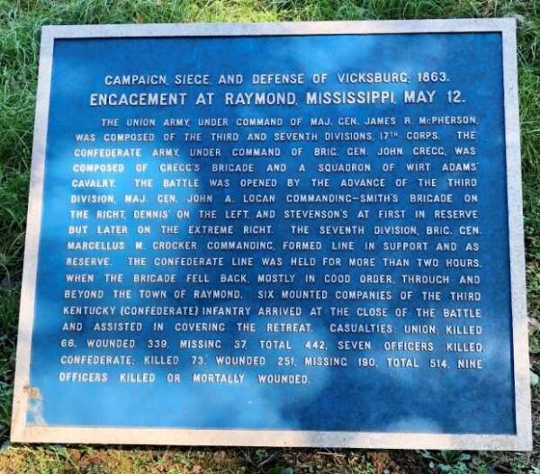 ENGAGEMENT AT RAYMOND, MISSISSIPPI, MAY 12. MEMORIAL PLAQUE