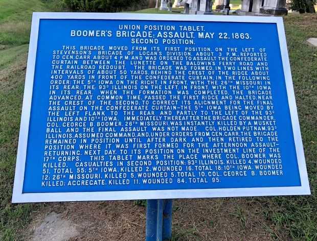 BOOMER’S BRIGADE; ASSAULT, MAY 22, 1863. MEMORIAL PLAQUE