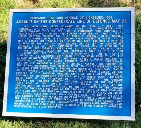ASSAULT ON THE CONFEDERATE LINE OF DEFENSE, MAY 22. MEMORIAL PLAQUE