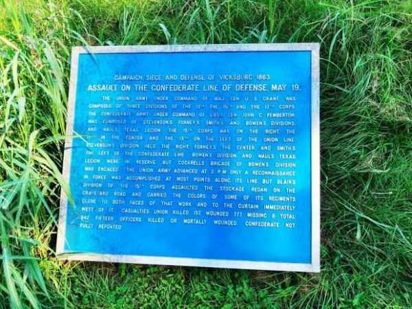 ASSAULT ON THE CONFEDERATE LINE OF DEFENSE, MAY 19. MEMORIAL PLAQU