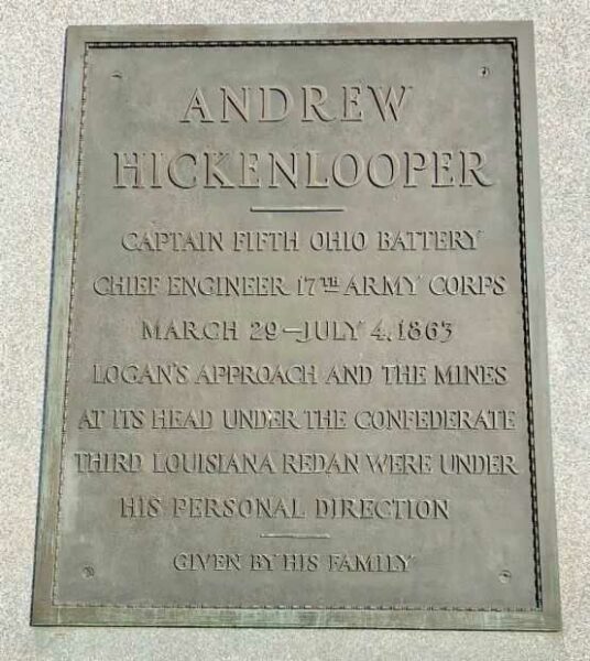ANDREW HICKENLOOPER, CAPTAIN FIFTH OHIO BATTERY WAR MEMORIAL PLAQUE