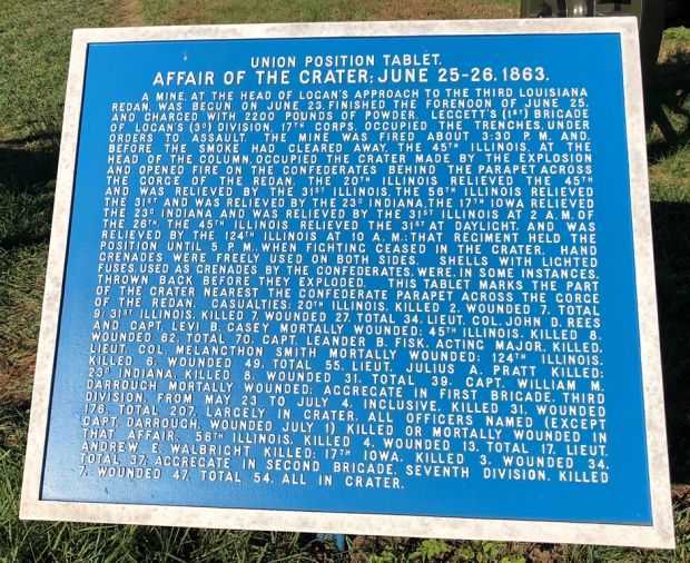 AFFAIR OF THE CRATER WAR MEMORIAL PLAQUE