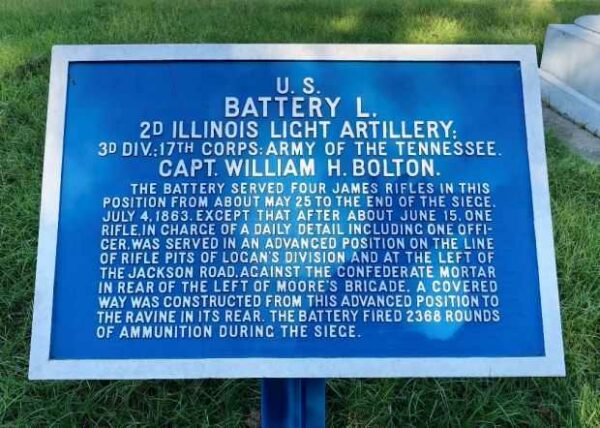 U.S. BATTERY L, 2ND ILLINOIS LIGHT ARTILLERY MEMORIAL PLAQUE