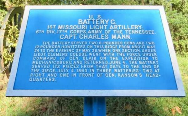 U.S. BATTERY C, 1ST MISSOURI LIGHT ARTILLERY MEMORIAL PLAQUE